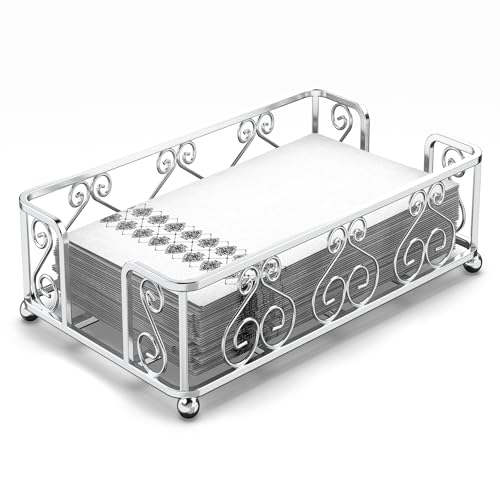 LEVIMETREE Silver Guest Napkin Tray  Elegant Countertop Organizer for Disposable Towels Guest Paper Towels for Bathroom Vanity Napkin Holder for Guest Use Modern Bathroom Accessory