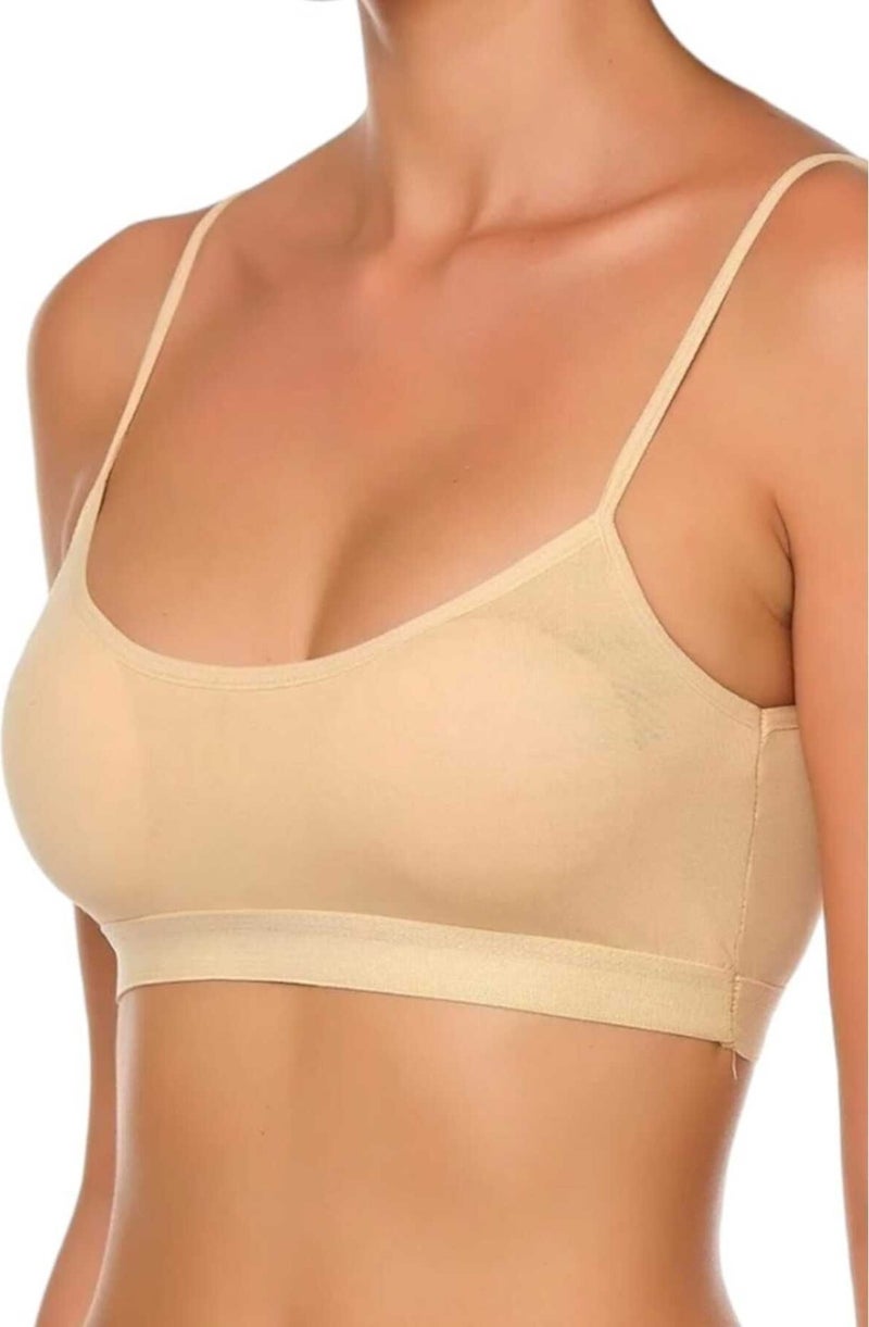 Women's Thin Strap Padded Bustier Half Undershirt Bra 3 Piece Set