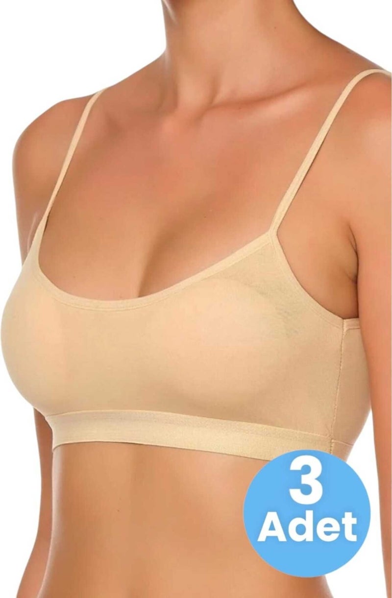 Women's Thin Strap Padded Bustier Half Undershirt Bra 3 Piece Set