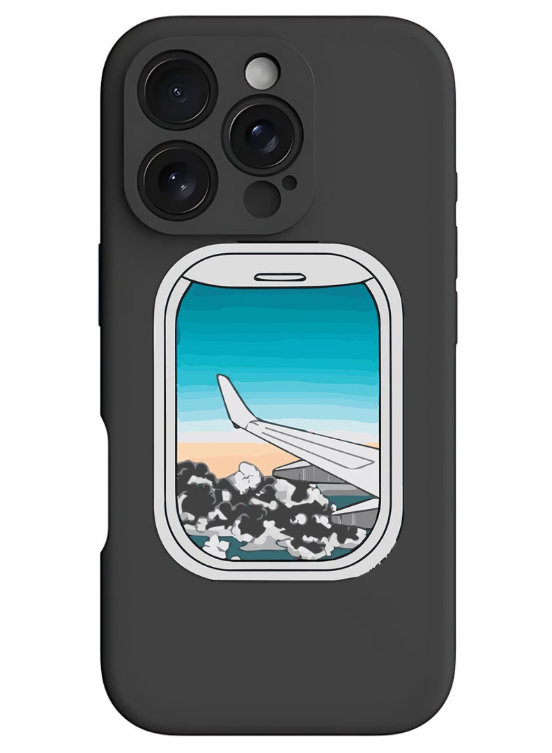 Theodor iPhone 16 Pro Max Black Protective Slim Fit Case Liquid Silicone Cover with Full Body Protection Anti-Scratch Shockproof Case For iPhone - Window-01 - Image 1