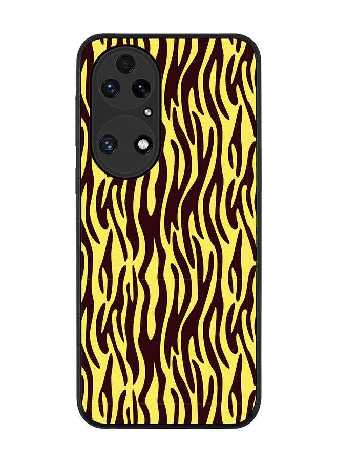 Stylizedd Rugged Black edge case for Huawei P50 Slim fit Soft Case Flexible Rubber Edges Anti Drop TPU Gel Thin Cover - Jungle Stripes - Image 1