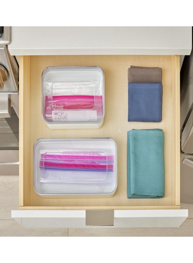 InterDesign iDesign Recycled Plastic Sandwich Ziplock Bag Holder and Dispenser - 6” L x 9” W x 2.2” H, White/Clear - Image 4