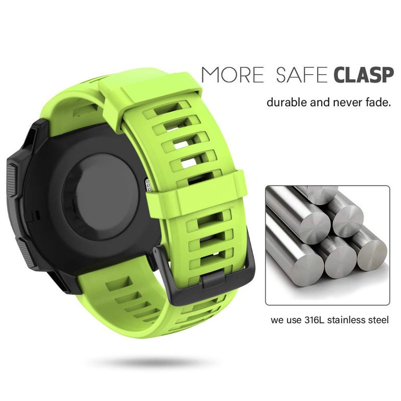 ANCOOL for Garmin Instinct Watch Bands, 22mm Soft Silicone Replacement Strap for Garmin Instinct/Instinct 2/Solar/Tactica/Esports Smartwatch(Olive Green) - Image 2
