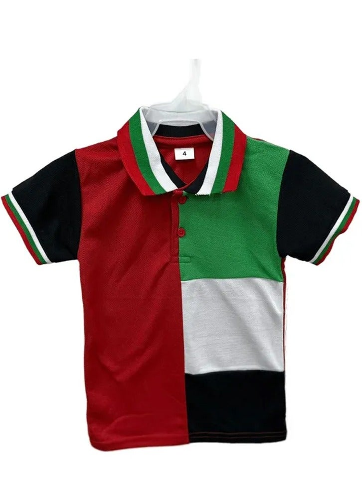 Brain Giggles Brain Giggles T-shirt for Kids National UAE Flag Design Unisex Polo Shirt (13-15 years) - Image 1