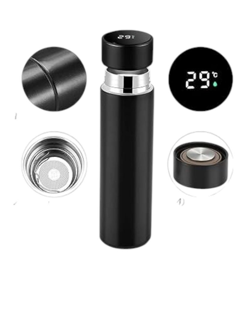 Marakoko Smart thermal coffee mug made of stainless steel with real-time temperature display. Keeps drinks hot for up to 8 hours. 500ml capacity, black color. Perfect as a coffee mug, heat-retaining cup, espresso cup, V60 coffee mug, Stanley-style mug, smart temperature mug, insulated travel mug, hot water mug, smart mug for everyday use. - Image 1