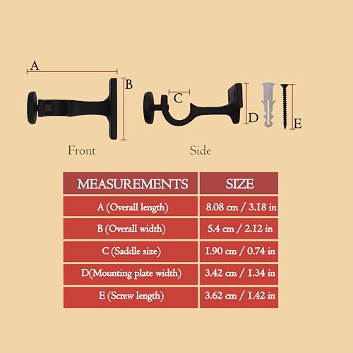SaKeGa Mystic Colonial Medieval Cast Iron Curtain Rod Brackets Set of 2 3 Inch Adjustable Rustic Wall Mount Drapery Holders with Black Coating Heavy Duty - Image 3