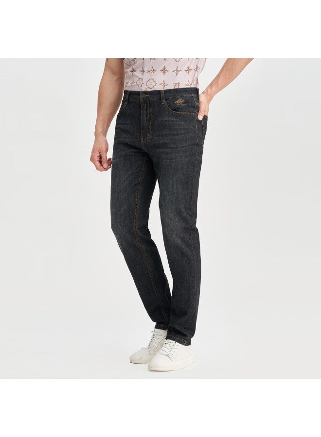 Tries Men's Straight Leg Jeans 25 Autumn New National Trend Pine Tree Embroidery Washed Vintage Pants Father's Day Gift