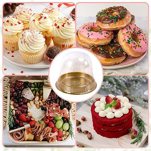 Whaline 50 Sets Disposable Individual Charcuterie Cup Clear Plastic Round Cake Boxes with Dome Lids Mini Wooden Spork Rope for Outdoor Snack Packing Open Houses Gatherings Wedding Party Event - Image 5