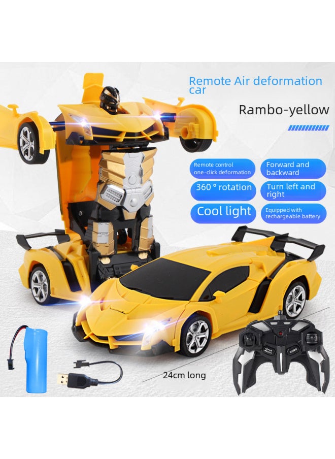 Generic Remote Control Car 1:18 One-button Remote Control Deformation Car Robot Toy Children Remote Control Deformation Stall-Color:Remote Control Deformation Blue Police Car-Proportion:1:18  - Image 5
