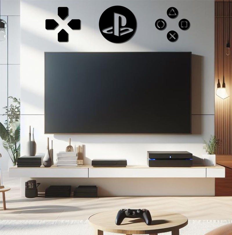 AD INFINITUM ® Wooden Wall Art Hanging | Black Designed Wooden Decor Sculptures | Black Wall Art Decoration for Contemporary Home, Bedroom, Living Room, Office etc. (PS controller buttons) - Image 5