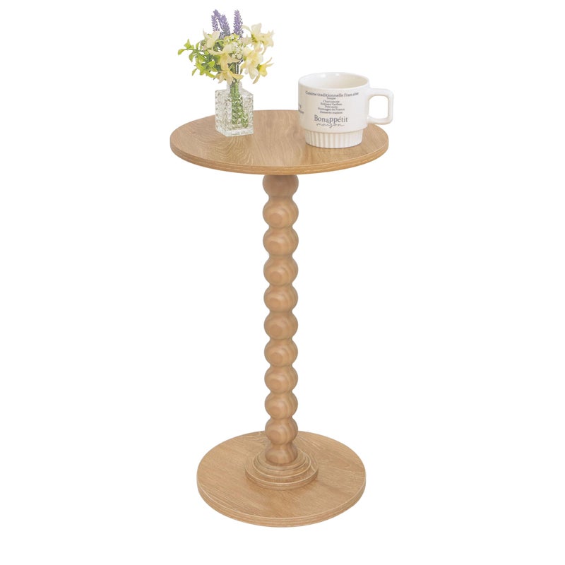 Fultyle Small Side Table, Drink Table for Small Spaces, Modern Martini Table with Solid Wood Leg, Round End Tables Living Room for Bedroom and Office (Rustic Walnut) - Image 1