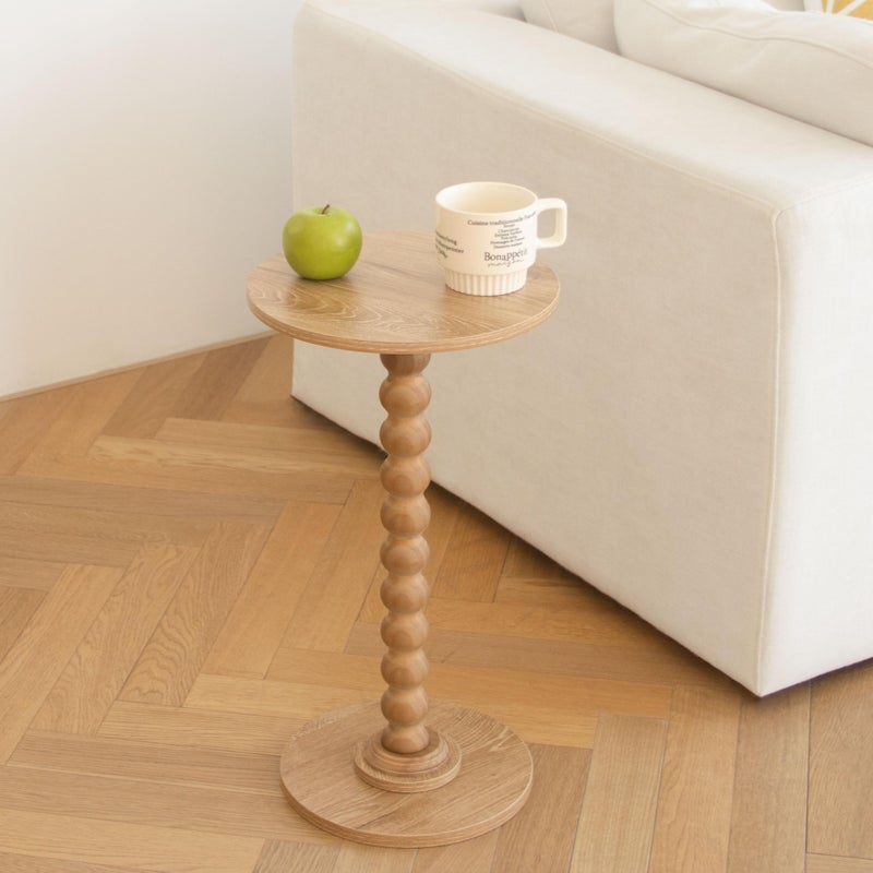 Fultyle Small Side Table, Drink Table for Small Spaces, Modern Martini Table with Solid Wood Leg, Round End Tables Living Room for Bedroom and Office (Rustic Walnut) - Image 2