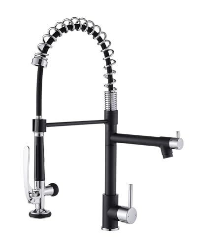 Fapully Kitchen Sink Faucet, Pull Down Kitchen Faucet, Black and Chrome Kitchen Faucets with Sprayer, Single Handle Single Hole Faucets for Kitchen Sinks - Image 1