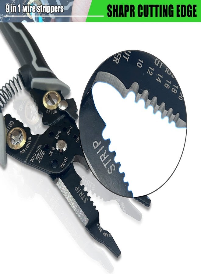 أداة تعرية الأسلاك من جروورد 8IN-WS1022، 8 بوصة، تقطع الأسلاك من 10 إلى 22 AWG، سوداء اللون، مصنوعة من فولاذ عالي الكربون، بمقبض محكم. - Image 4