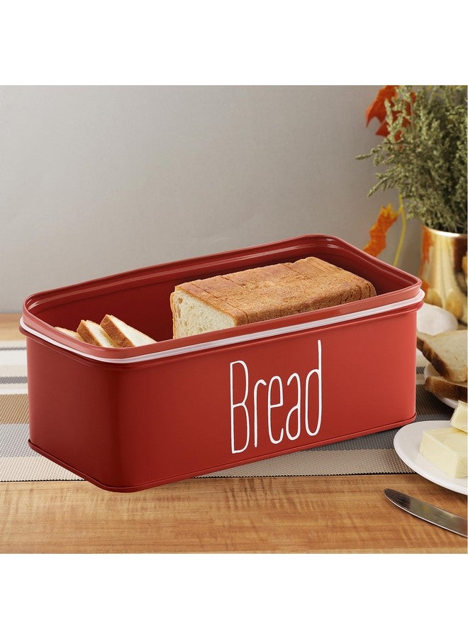 Hazel صندوق خبز معدني هازيل مع غطاء مقبض | صندوق تخزين خبز سعة 4100 مل للمطبخ | صندوق موزع خبز | صندوق تخزين بدرجة غذائية للمطبخ (أحمر) - Image 3