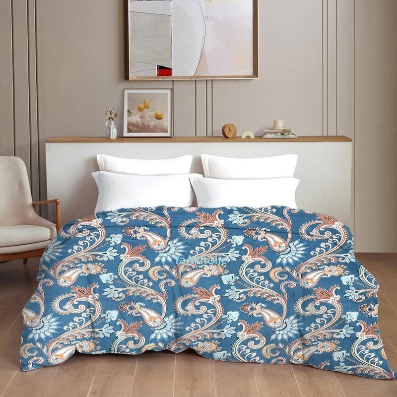 YaAkholic YaAkholic Super Premium Quilt Cover Double Bed with Zipper Blanket Coverrajai CoverComforter CoverDuvet Cover Queen Size Glace Cotton Queen Size Dohar Cover 90x90 Inches Blue  - Image 1