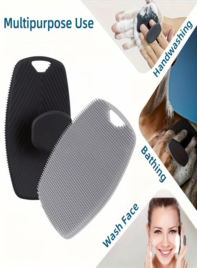 Jopplim Silicone Body Brush, Highly Elastic Bristles Exfoliating Body Scrubber for Shower Body, Makes Skin Smooth and Healthy, Blood Circulation, 2 Pack, Black and Gray - Image 3