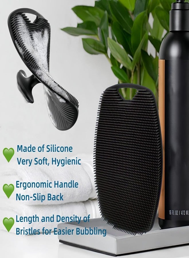 Jopplim Silicone Body Brush, Highly Elastic Bristles Exfoliating Body Scrubber for Shower Body, Makes Skin Smooth and Healthy, Blood Circulation, 2 Pack, Black and Gray - Image 2