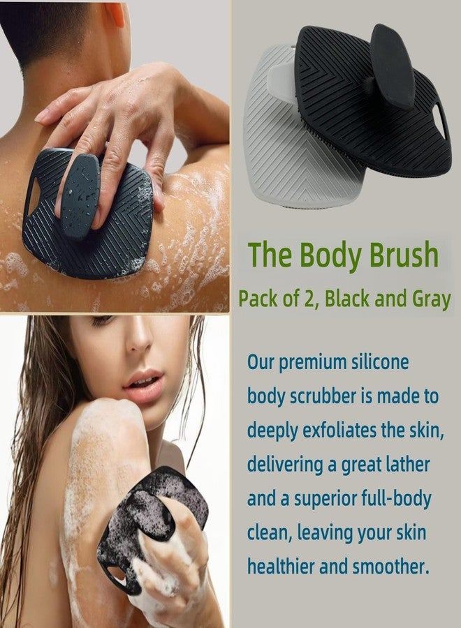 Jopplim Silicone Body Brush, Highly Elastic Bristles Exfoliating Body Scrubber for Shower Body, Makes Skin Smooth and Healthy, Blood Circulation, 2 Pack, Black and Gray - Image 5