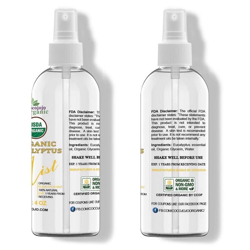 Dr Joe Lab Organic Eucalyptus Mist For Skincare 4 oz - Moisturize Sensitive and Dry Skin - USDA certified - Pure Essential Oil & Glycerin Mist - - Image 2