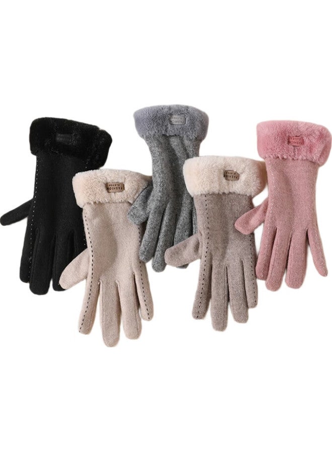 Mission Uv Wool Thermal Gloves For Women, Autumn And Winter Windproof And Cold-Resistant, Fleece-Lined, For Cycling, Driving, Electric Bicycles, Touchscreen Gloves - Image 1
