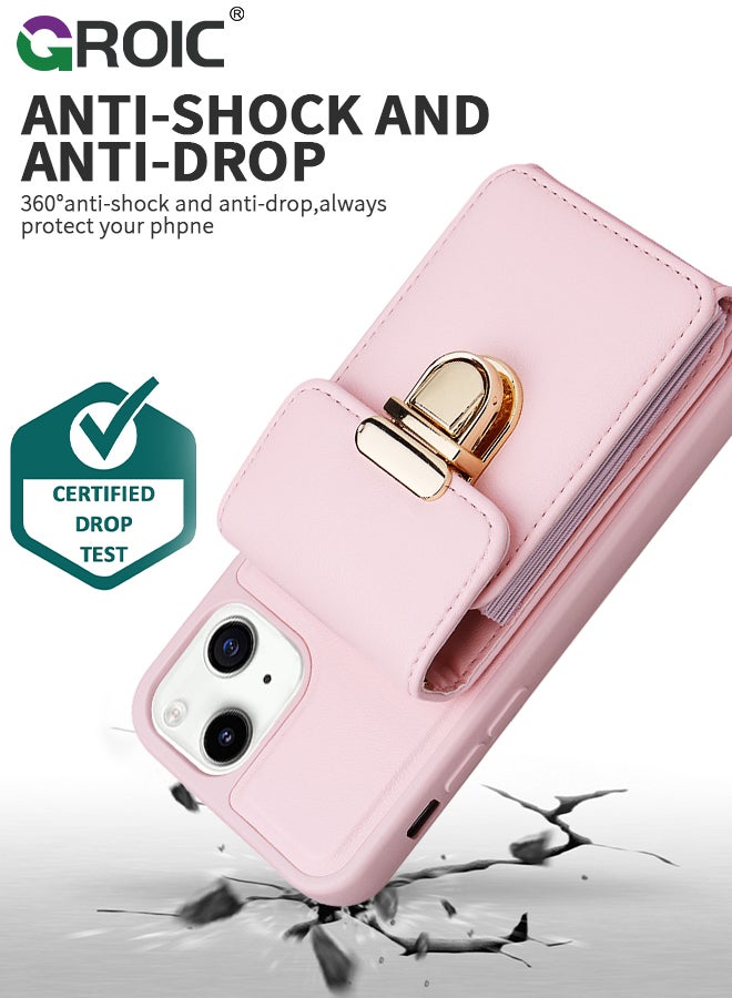 GROIC Compatible with iPhone 15 Plus 6.7 Inch Phone Case with Leather Cross-Body Strap and Flip Button Wallet Holder Case, PU Detachable Crossbody Lanyard Strap Flip Card Cover for iPhone 15 Plus  - Image 5