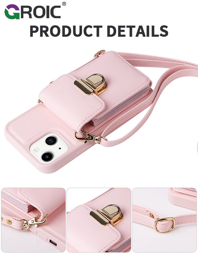 GROIC Compatible with iPhone 15 Plus 6.7 Inch Phone Case with Leather Cross-Body Strap and Flip Button Wallet Holder Case, PU Detachable Crossbody Lanyard Strap Flip Card Cover for iPhone 15 Plus  - Image 3