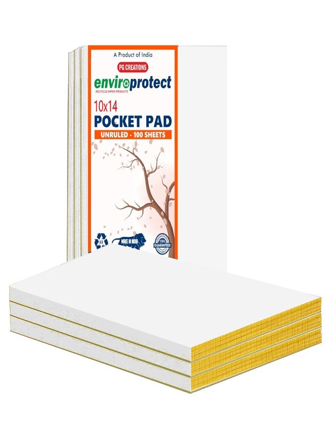 PG Creations Pocket Size, Pack of 3 Pads, Unruled Desk Writing Notepads, 100 Sheets per Pad, 70 Gsm Plain Blank Paper Memo Jotter Pad for Office, Rough Work & Daily Tasks, 10x14 cm, White & Gold - Image 1