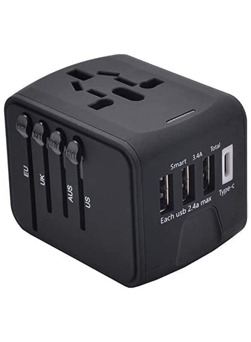 ELTRAZONE Universal Travel Power Adapter with 3 USB + 1 Type C Charging Ports - Worldwide AC Outlet Plugs Adapters  - Image 1