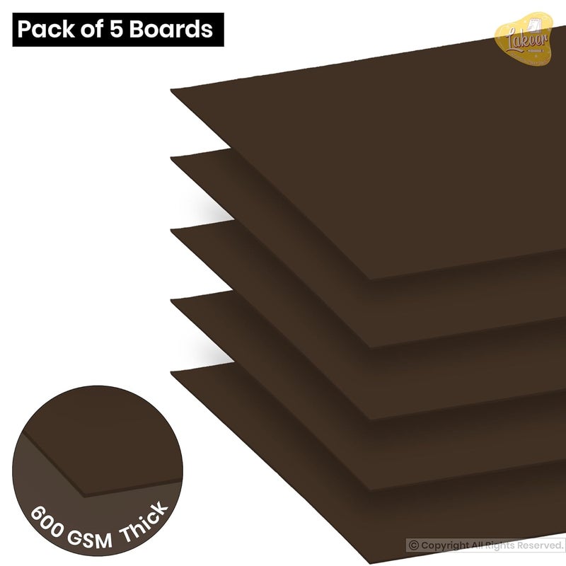 Lakeer A3 Dark Brown Color Board Cardstock Paper Board Hardboard 600 GSM Pack of 5 Pcs For Scrapbooking Art Craft Poster DIY Etc - Image 2