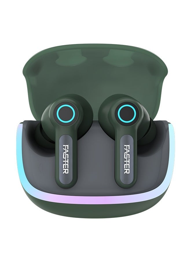 Faster NEONIX FBT 460 Wireless Earbuds, Bluetooth 5.3, ENC/ANC Noise Canceling, Dual Mic, 13mm Bass Driver, 6H Playback, Game Mode, IPX4, Type-C Fast Charging, Auto Pair, Android/iOS, 500mAh Case (Alpha Green)  - Image 1