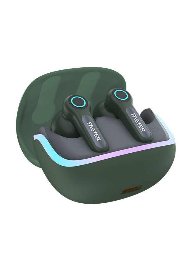 Faster - NEONIX FBT 460 Wireless Earbuds, Bluetooth 5.3, ENC/ANC Noise Canceling, Dual Mic, 13mm Bass Driver, 6H Playback, Game Mode, IPX4, Type-C Fast Charging, Auto Pair, Android/iOS, 500mAh Case (Alpha Green) - Image 1