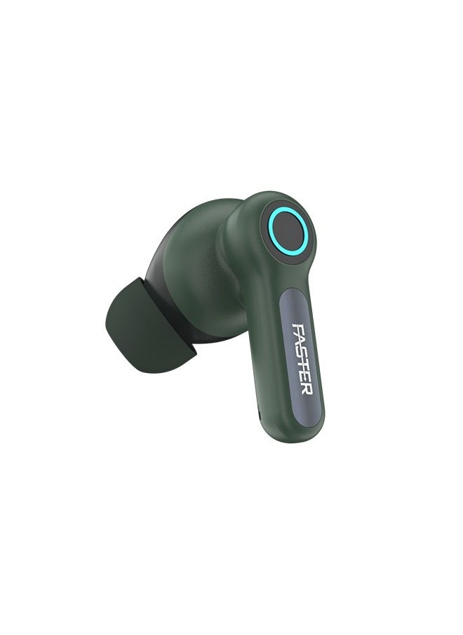 Faster - NEONIX FBT 460 Wireless Earbuds, Bluetooth 5.3, ENC/ANC Noise Canceling, Dual Mic, 13mm Bass Driver, 6H Playback, Game Mode, IPX4, Type-C Fast Charging, Auto Pair, Android/iOS, 500mAh Case (Alpha Green) - Image 1