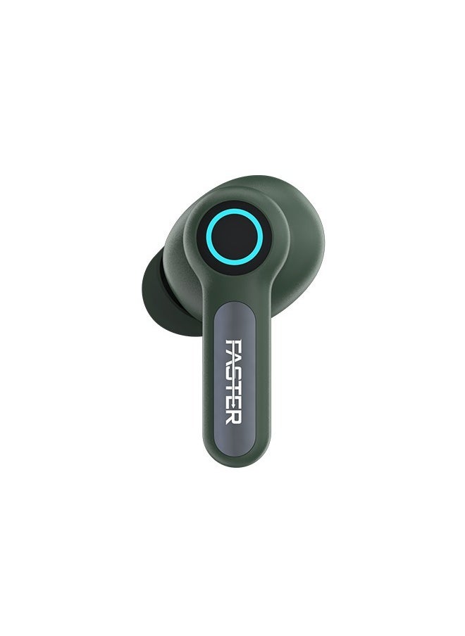 Faster - NEONIX FBT 460 Wireless Earbuds, Bluetooth 5.3, ENC/ANC Noise Canceling, Dual Mic, 13mm Bass Driver, 6H Playback, Game Mode, IPX4, Type-C Fast Charging, Auto Pair, Android/iOS, 500mAh Case (Alpha Green) - Image 1