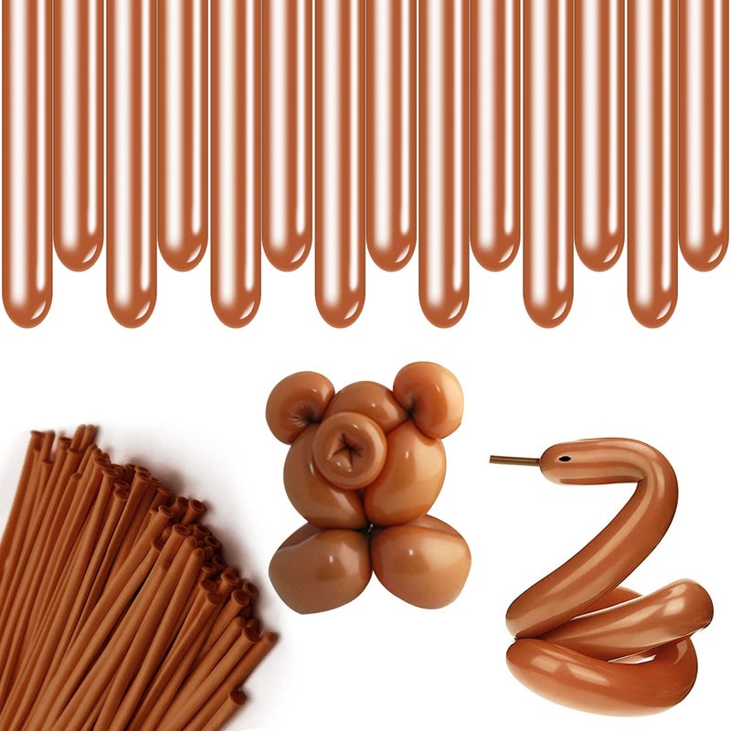 Rimobul 100PCS 260Q Balloon Twisting Animal Long Thickening Latex Twisting Modeling Long Magic Balloons for Animal ShapeBirthdaysClowns Brown - Image 2