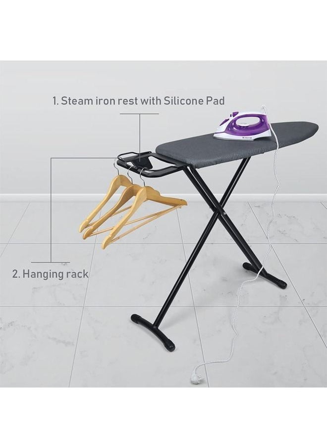 Cady One Black ironing board and table, made in Turkey, with ironing board cover, gray color, with a heat-resistant, highly durable silicone liner, Fabric size 102 x 33 cm  - Image 4