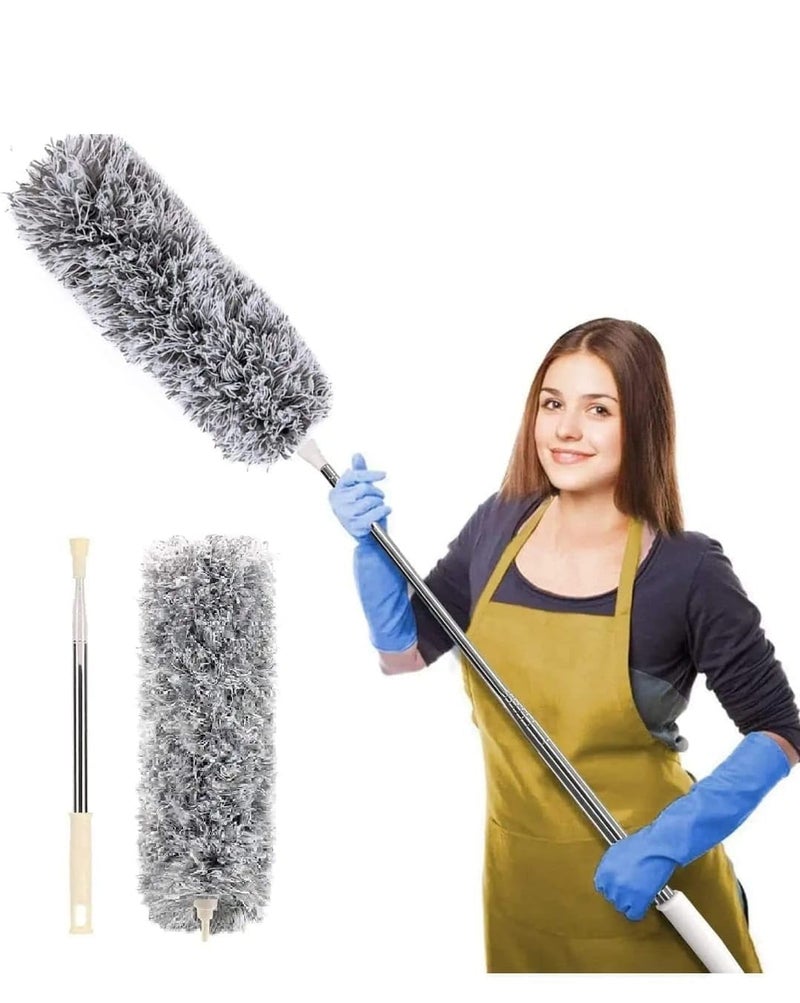 Soaex Microfiber Feather Duster Bendable Extendable Fan Cleaning Duster with 100 inches Expandable Pole Handle Washable Duster for High Ceiling FansWindow Blinds Furniture Feather Duster - Image 1