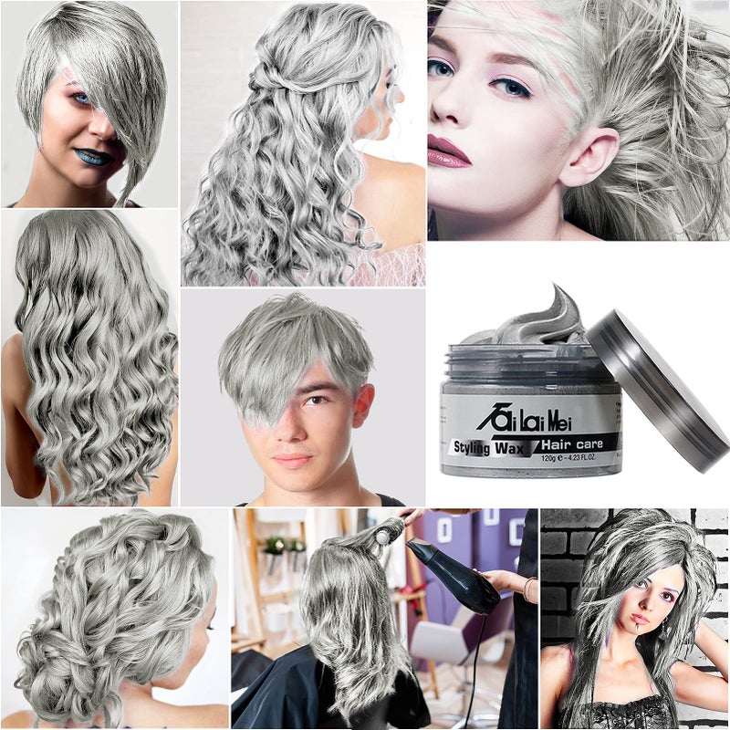 TailaiMei Temporary Silver Gray Hair Wax 4.23oz, Instant Hairstyle Mud Cream, Hair Pomades for Party, Cosplay, Nightclub, Masquerade, Halloween. - Image 4