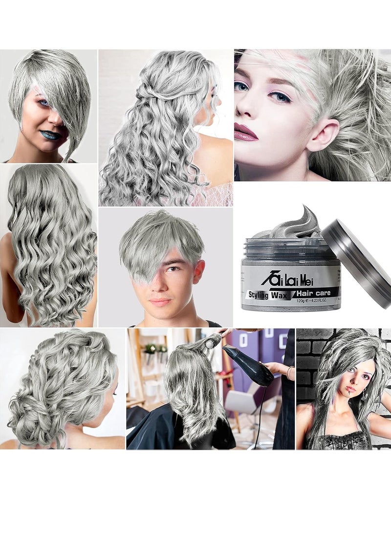 TailaiMei - Temporary Silver Gray Hair Wax 4.23oz, Instant Hairstyle Mud Cream, Hair Pomades for Party, Cosplay, Nightclub, Masquerade, Halloween. - Image 1