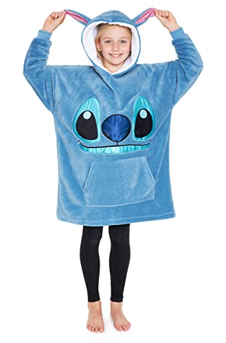 Disney Stitch Blanket Hoodie for Kids Cozy Fleece Wearable Blanket Stitch Gifts (Blue) - Image 1