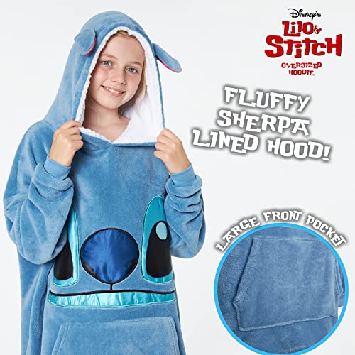 Disney Stitch Blanket Hoodie for Kids Cozy Fleece Wearable Blanket Stitch Gifts (Blue) - Image 4