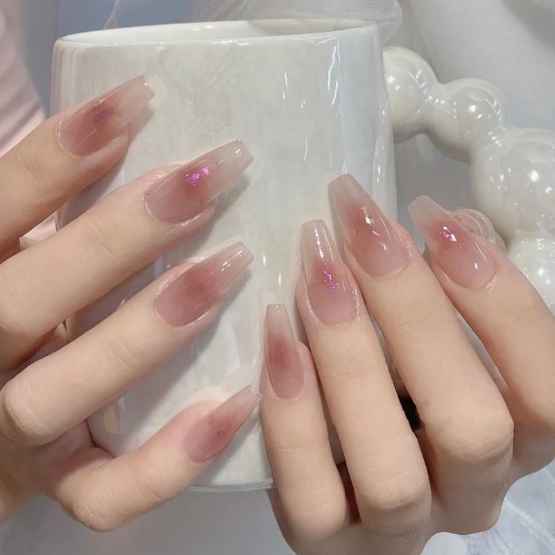 Xiaohong Book Fashion Same Style Manicure Gradient Gentle White Pure Want To Wear Nail Finished Handmade French Fake Nail Stickers - Image 4