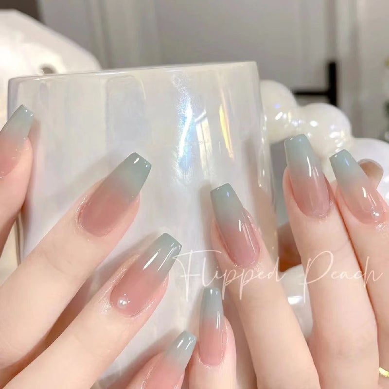 Xiaohong Book Fashion Same Style Manicure Gradient Gentle White Pure Want To Wear Nail Finished Handmade French Fake Nail Stickers - Image 5