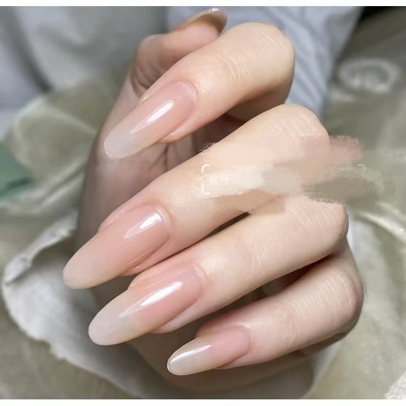 Xiaohong Book Fashion Same Style Manicure Gradient Gentle White Pure Want To Wear Nail Finished Handmade French Fake Nail Stickers - Image 1