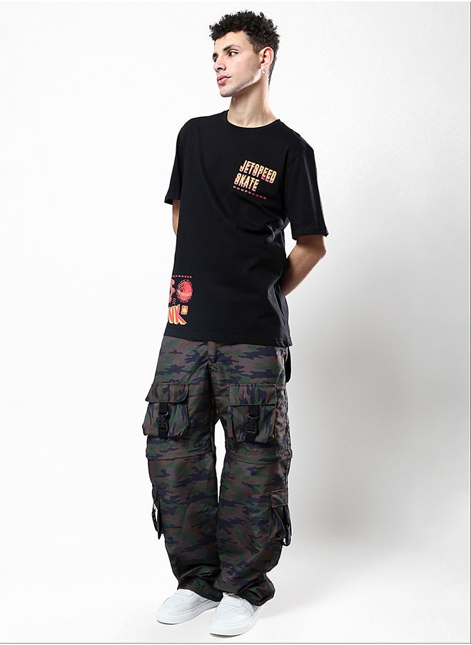 RAVIN - تي شيرت صيفي أسود بطبعة "Jetspeed Skate" على الجهة الأمامية - Image 1