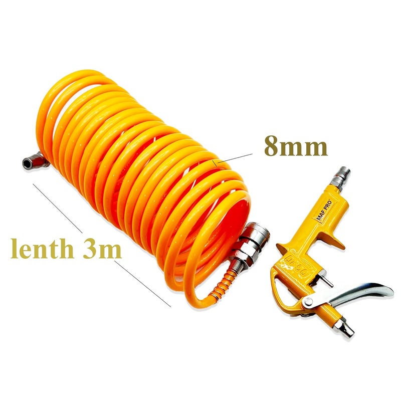 Malfah Enterprises Malfah Air Blow Gun 3 m Compressed Air Spiral Hose Flexible Hose Truck for Cleaning Dust Plug MAF - Image 3