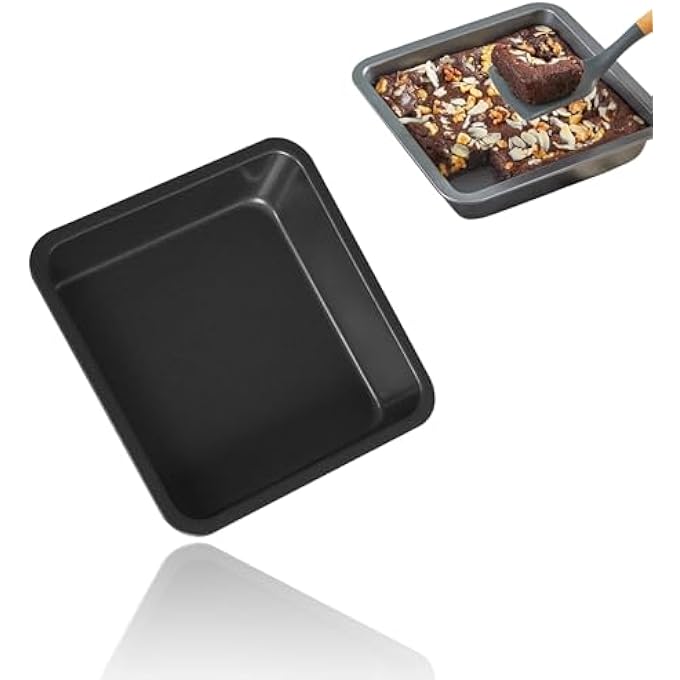 rayihni Square Cake Baking Pan  Wide Grips Durable Metal Construction For Even Baking  Essential Kitchen Bakeware Black - Image 1
