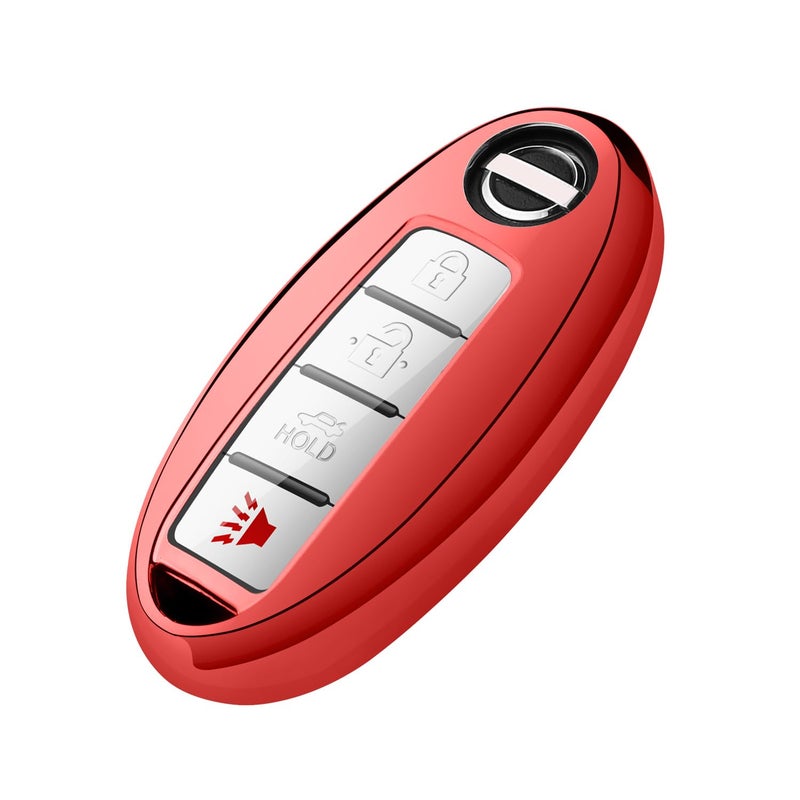 Tukellen Compatible with Nissan Key Fob Cover for Infiniti Key Fob Case Special Soft TPU Key Shell Protector3 Buttons 4 Buttons 5 Buttons Red