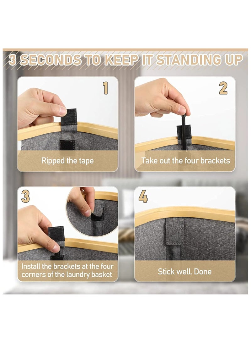 Laundry Hamper with Lid, Tall Laundry Baskets with Bamboo Pull Handles, Large Laundry Bin with Internal Support, Capacity 83 Liter - Image 4