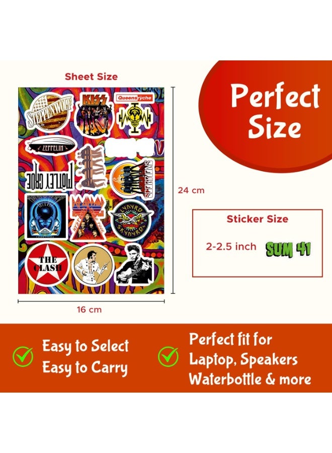 CodersParadise Pack of 52 Classic Rock Band Vinyl Self Adhesive Stickers for Laptop,Journal,Guitar,Mobile Phone - Waterproof Free Multicolor Stickers - 3 Inches for Metal,Glass,Wooden,Plastic Surface - Image 3